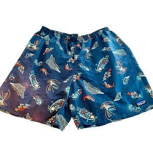 Patagonia “Baggies Long “ Environmental Sea Theme Print Swim Shorts L